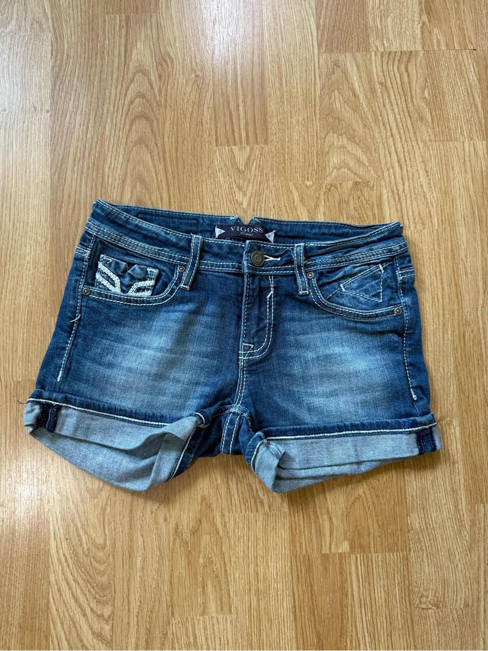 Vigoss Women's Dark Blue Distressed Denim Jean Shorts - Size 26